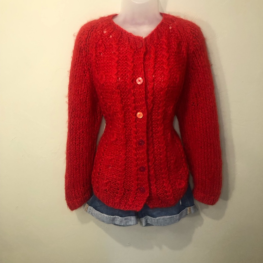 Filor Handmade in Italy Wool Blend Red Women's Sweater Size Small